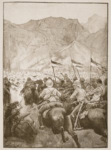 Il colonnello Cleland guida i suoi lancieri, illustrazione da 
